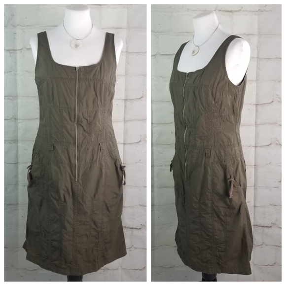 Steilmann 8 Army Green Sleeveless Cargo Midi Dress - Picture 3 of 8